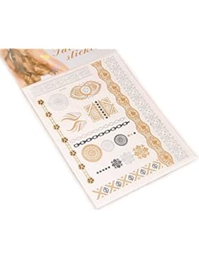 Metallic Tattoo / Schmucktattoo / Body Flash Tattoo /Aufkleber für die Haut Gold Silber Bronze Tattoo mit Totenkopf...