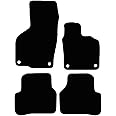Carsio Carpet Car Mats For VW Passat B7 2007 2014 4 Piece Set with 4 Clips Tailored Fit Floor Mat Complete Accessory Black Custom Fitted - All Weather, Anti-Slip Backing & Black Trim