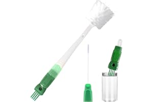 AKXLAX 5 In 1 Spazzola per Bottiglie Scovolino Biberon, Bottiglia Spazzola Pulizia Scovolini, Scovolino Per Borraccia con Manico Lungo e Cannuccia di Bambù Spazzola per Pulizia (Bianco, 5 in 1)