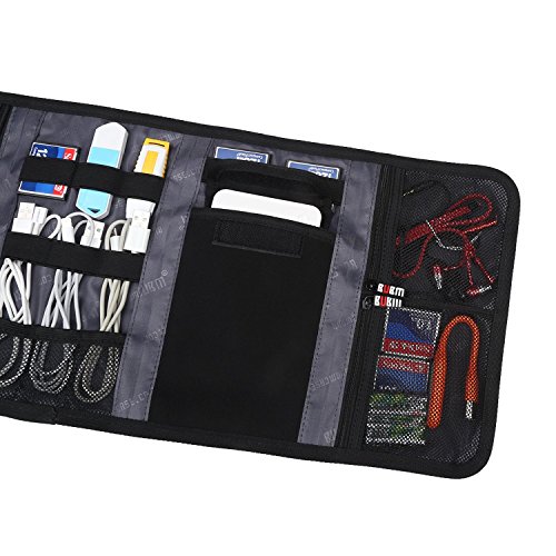 BUBM Neue Wrap Universaltasche Reisetasche für Elektronikzubehöre Elektronik Organizer wie iphone 6S, 4 Flächer, Dunkelblau - 7