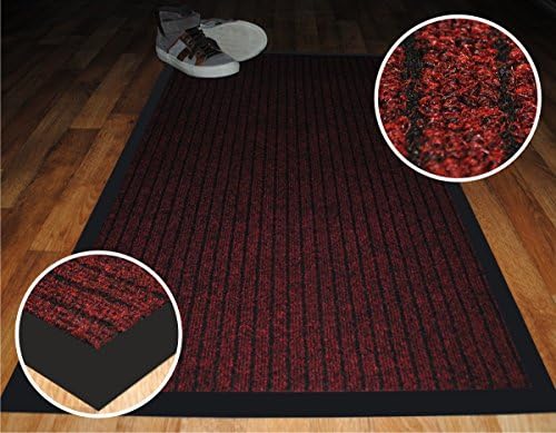 High Quality Deluxe Large Runner (66 X 120 cm) Red Ribbed Doormats. Machine Washable Entrance Door Mat suitable Kitchen doormats, entrance mats, washable mats, office mats, dirt trapper mats, dust mats, Dust control doormats, barrier mats, floor mats, dust control floor mats. These rubber edge anti-slip floor mats are among the best dust trappers mats and can be used at office reception, restaurants, food shops, takeaways, barber shop, post offices and off licence shops.