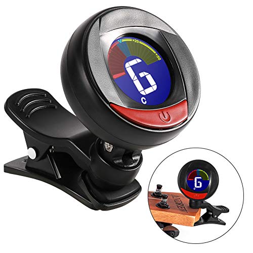 Accordatore, ZOTO Accordatore Clip per Chitarra, Violino, Ukulele, Basso, Elettrico Auto-Off Universale Tuner Cromatico, Batteria Inclusa