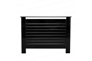 Yaermei Livingroom Kitchen Hallway Classy Highgloss Radiator Covers Decorative Cabinet 3 Colors 4 Sizes Horiz Slat UK Stock (M, Highgloss Black)