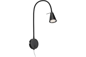 ‎BRILONER Briloner Leuchten LED Bed Lamp with Flex Arm with On/Off Switch 4 Watt 400 Lumen 3000 Kelvin Metal Black