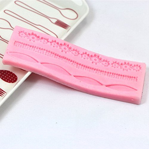 Gazechimp Silikon-Form für Fondant/Schokolade/Zuckerverzierung, für Cupcakes, Mehr Form – Rosa 3 Strings Blumen, 5,2 x 15,3 x 0,6 cm - 5