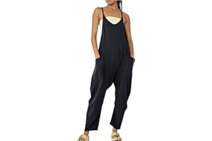 NUSGEAR 2023 Mono Peto Suelto Mujer Jumpsuit de Eslinga Verano Moda Petos de Pantalones Largo Casual Bolsillo Clásico Color Sólido Monos Pierna Ancha Playa Cómodo Pantalón Rompers
