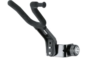 K&M 15580 Violinen-Halter Schwarz - flexible Klemmvorrichtung mit Bogenhalter, Filzbezug - für Geige und Bratsche