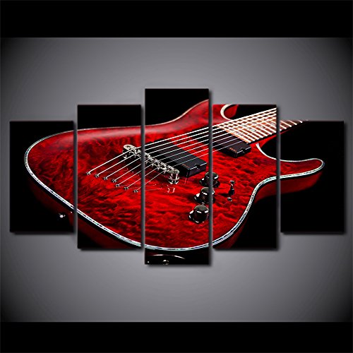JRYYQQ 5 Cuadro sobre Lienzo Lienzo HD Imprimir Imágenes Arte De La Pared 5  Piezas Música Rojo Guitarra Eléctrica Pinturas Carteles Modulares  Decoración para El Hogar Impresiones En Lienzo - MundoGuitarra.es