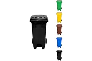 Jardin202 - Cubo de Basura 120 Litros con Pedal y Ruedas | Contenedor de Basura Robusto con PEDAL | 120 L (Negro)