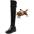LNNLAA Tall Boots Equestrian - Womens Riding Boots Horse Riding Equipment + Low Heeled 1-4cm Waterproof + Anti-slip Round Toe + Side Zip For Autumn/Winter, Black, 38 EU