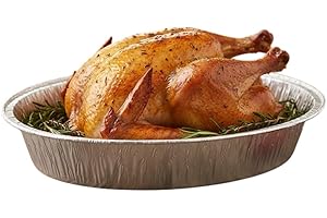 SHOP4ALLSORTS Extra Large Foil Turkey Roasting Tray - Large Oval Disposable Oven Tin - Size 46cm x 34cm x 8.7cm - Roaster for Meat Joints, Veg, Baking, Catering, Buffet Food - Foil Baking Tray