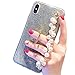 Produktbild Obesky Glitzer Hülle für Galaxy A40, Luxus 3D Bling Diamant Handschlaufe Halterung Design Weich TPU Silikon Bumper mit 360 Grad Ring Ständer Schutzhülle für Samsung Galaxy A40, Schwarz