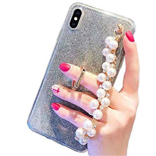 Preisvergleich Produktbild Obesky Glitzer Hülle für Galaxy A40, Luxus 3D Bling Diamant Handschlaufe Halterung Design Weich TPU Silikon Bumper mit 360 Grad Ring Ständer Schutzhülle für Samsung Galaxy A40, Schwarz