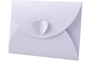 UTILIZENMALL 20 Pack Mini Gift Card Envelopes with Heart Clasp - 10.5 x 7cm (A7 Size) - Perfect for Love Letters, Wedding Invitations, Greeting Cards & Party Favours -White