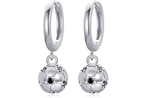 JFASHOP Orecchini a cerchio da calcio per ragazzi Orecchini a cerchio in argento sterling 925 per le donne Orecchini a sfera per ragazze Creoli Huggie Hoops Gioielli da calcio per bambini