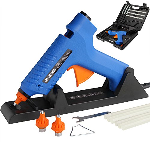 Heißklebepistole kabellos 500W ✔ Set mit Koffer Düsen ✔ inkl. 6 Klebepatronen & Ladestation ✔ 2 extra Düsen und Extrazubehör ✔ Klebepistole Heißkleber Pistole Heißklebegerät