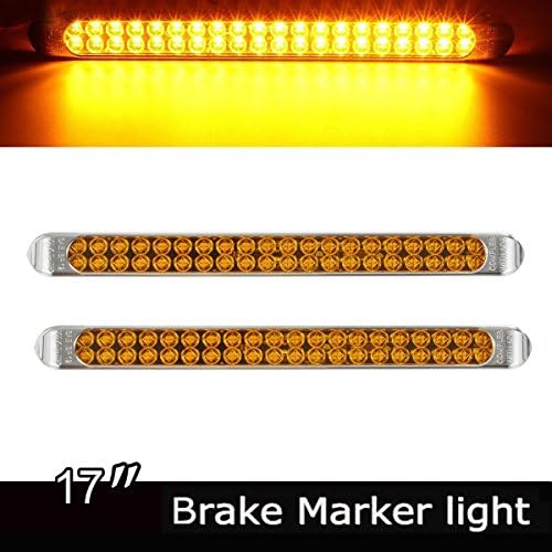 2Pcs Super Bright 17" 40 LED Amber/Yellow Turn Signal/Clearance Marker Truck Trailer Light Bar