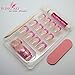 Bling Art False Nails French Fake Pink Butterfly Squoval 24 Acrylic Medium Tips