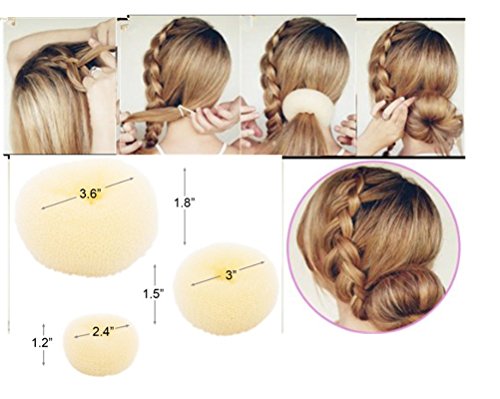 cuhair (TM) 3 Frauen Mädchen Disk Haar Mesh Nadel Donut Dutt, beste Alter reduziert Lösung, kleine mittelgroße und große Größe Zubehör