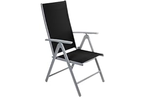 Trueshopping Aluminium Folding Garden Dining Chairs - Strong Lightweight Foldaway Seats with Adjustable Backrests - Ideal for Garden, Patio, Balcony, Porch Use - Black