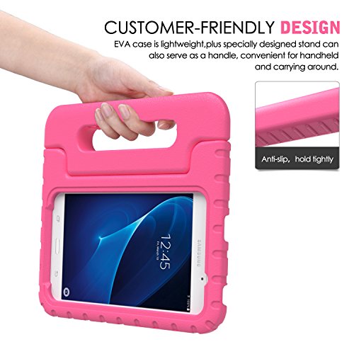 MoKo Samsung Galaxy Tab A 7.0 Hülle Case – Superleicht EVA Stoßfest Kinderfreundlich Kinder Schutzhülle mit umwandelbarer Handgriff Handle/Standfunktion für Samsung Galaxy Tab A 7.0 Zoll SM-T280/SM-T285 2016 Tablet-PC, Magenta - 7