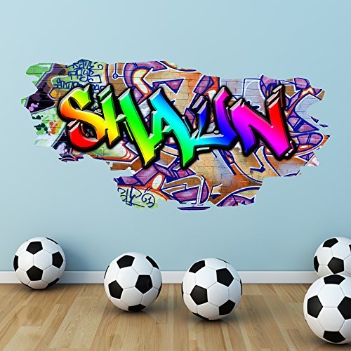 MULTI VOLLE FARBE PERSONALISIERT GRAFFITI NAME Ziegel Wandsticker Aufkleber Grafik schlafzimmer wandgemälde transfer druck - Mittelgroß: 100cm (B) x 49cm (H)