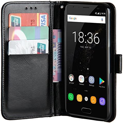 Raiphy Leather case for Oukitel K5000 ,Phone protective Leather Case with a card slot and Stand Function (Black)