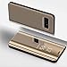 Produktbild Luxus Spiegel Hülle für Galaxy S7 Edge, Girlyard PU Leder Flip Hülle mit Hart PC Bumper Ultra Slim Clear View Electroplate Plating Design Schutzhülle Standfunktion Magnetverschluss für Samsung Galaxy S7 Edge - Gold