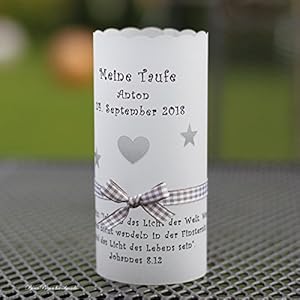 10x Lichthülle Windlichter Tischdeko Taufe Kommunion Konfirmation grau Handarbeit binnbonn