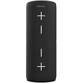 Philips TAS4400BK/94 Wireless Bluetooth Speaker, 40W, 8H Playtime, 52mm Driver, IPX4 Resistant, LED Indicator, 3600mAh Battery, USB-C Charging, TWS/AUX/TF Input, Magnetically Attachable (Deep Black)