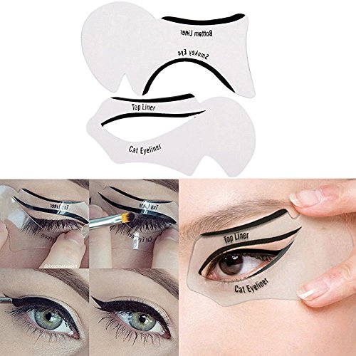 VONISA 4 in 1 Gel Eyeliner und Augenbrauen Puder Satz Beauty Kosmetik Make-up Gel Creme Augen Liners braun und schwarz mit Make-up Lidstrich Pinsel + Katze Shaping Eyeliner Stencils Sticker Pinsel + Katze Shaping Eyeliner Stencils Sticker - 6