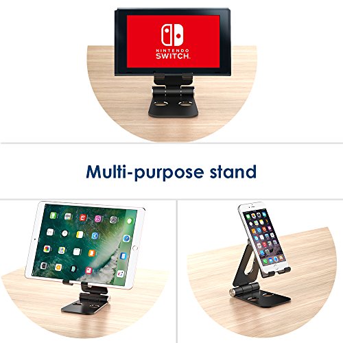 Supporto Nintendo Switch,Simpeak Supporto Tablet,Supporto Universale Stand da Tavolo Multi-Angolo Holder per Nintendo Switch, Tutti gli iPhone, iPad, Smartphone, Tablet,Nero