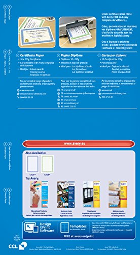 Avery Dennison - Papel para diplomas y certificados A4 algod n 10 unidades color azul Avery Dennison - Papel para diplomas y certificados A4 algod n 10 unidades color azul
