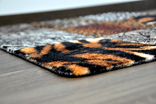 Designer-Fußmatte für Flur, Bad, Innen- und Außen-Bereich | Rutschfester und waschbarer Fuß-Abtreter | Praktischer Fußabstreifer und Schmutzfang-Matte | Afrika 50 x 70 cm Braun-Weiss | DECO-MAT - 3