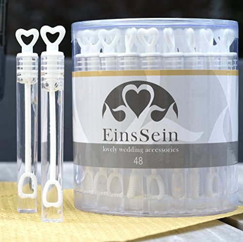 72x WEDDING BUBBLES Seifenblasen HOCHZEIT EinsSein® Herzgläschen weiss | Unverzichtbar für perfekte Hochzeitsfotos | Party Goldene Hochzeitstorte Geburtstag Feier Herz Gastgeschenke - 3