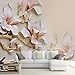Produktbild NXMRN Wallpaper Tapete Plakat Poster Fototapete 3D HD geprägte Magnolien-Blumen-Foto-Wand-Wohnzimmer-Wohnkultur-modernes abstraktes Blumen-3D 150cmx100cm