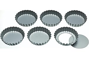 KITCHENCRAFT Kitchen Craft - Scatole di tartellette scanalate in alluminio con basi allentate, 10 cm (set di 6)