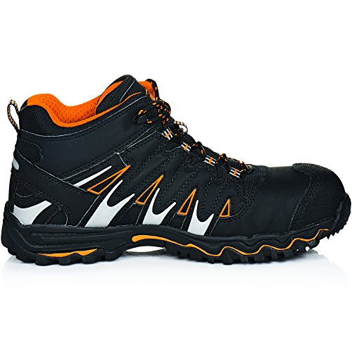 ruNNex Sicherheitsstiefel S1P „5131“ Light Stars Leichter Arbeitsstiefel Sicherheitsschuh mit Alukappe Durchtrittschutz , schwarz orange silber - 3