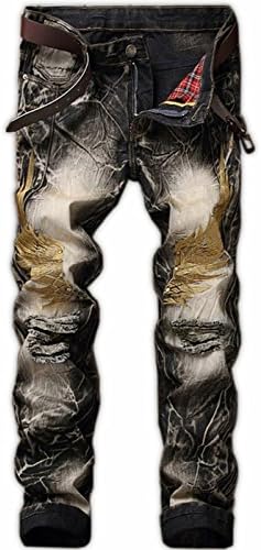 UMilk Men's Ripped Slim Straight Fit Biker Jeans
