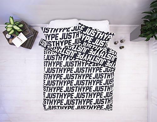 HYPE Duvet Cover Bedding Set White & Black Coloured Design With Matching Pillow Cases | Hi Definition Print | 100% Cotton Super Soft Material (Double)