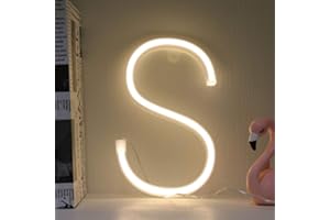 ENUOLI Warm White Neon Letter Light Alphabet Marquee Lights LED Neon Letter Sign Battery/USB Operated Decorative Word Light Letter Neon Lights for Home Bar Cafe Party Event Festival Christmas Birthday (S)