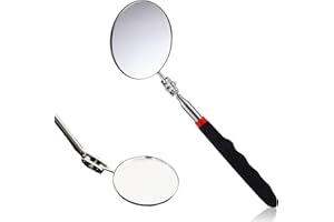 LEFSDVF Inspection mirror,Telescopic inspection mirror with extended handle machine tool round inspection mirror 360 Rotating round handle mechanical mirror for checking vehicle condition(Length 27.5-44cm)