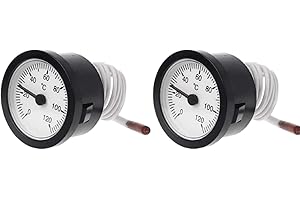 RANRAO 2 Stück Kapillartemperaturmessgerät Thermometer Zifferblatt Thermometer mit Sensor Kapillartemperatur Messgerät 0-120 °C für Wasser Flüssigkeit und Öl