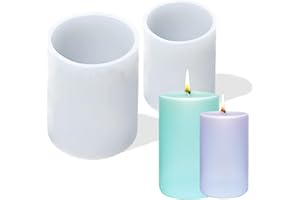 SINZAU 2 Pièces Moule à Bougie, Moules à Bougies Cylindriques, Moules en Silicone pour Bougie, Pour la Fabrication de Savon fait Main, Bougies d'aromathérapie