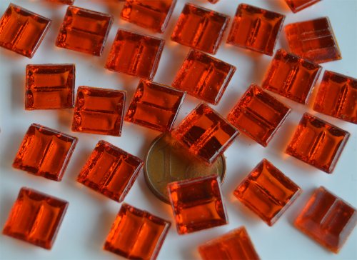 250 St. Mini Mosaiksteine 1x1cm rot transparent ca. 175g