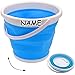 Produktbild Unbekannt 3 Stück _ 12 Liter Eimer -  NEON blau - weiß  - inkl. Name - faltbar & klappbar - Silikon & Kunststoff / Klappeimer - Wassereimer & Putzeimer - Badezimmer /..