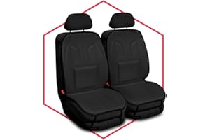 Saferide 2er Set Sitzauflage Auto Autositzmatte Autositzbezüge Universal Sitzschutz PKW | Sitzbezüge Polyester Schwarz für Airbag geeignet | für Vordersitze 1+1