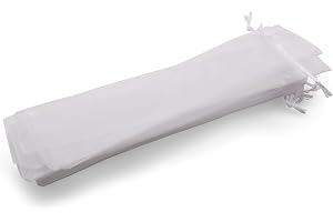 50 vita organzapåsar - storlek 26 cm x 6 cm - perfekt för långa föremål (fläktar, pennor