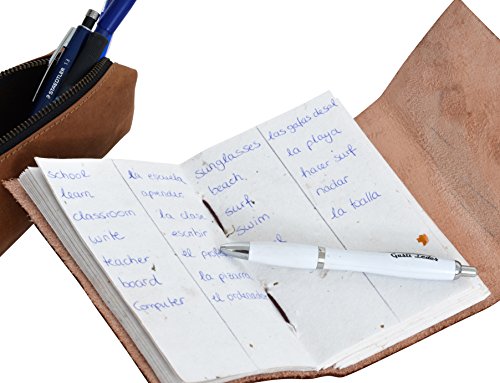 Lederbuch Gusti Leder nature „Damara“ Notizblock DIN A6 Buch Tagebuch Kladde Skizzenbuch aus Rindsleder Lederaccessoire Traditionell Fotobuch Groß Lederbuch Universität Handgeschöpftes Papier Elefant P10 - 4