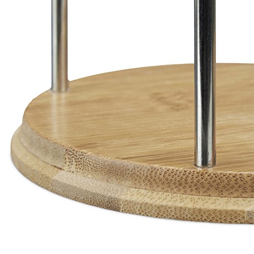 Relaxdays Untersetzer 7er Set rund, 6 Glasuntersetzer mit Halter, Holzuntersetzer für Gläser, Bierdeckel aus Bambus ca. 9,5 cm Durchmesser, natur - 3